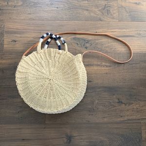 JCrew Straw and Leather Circle Bag